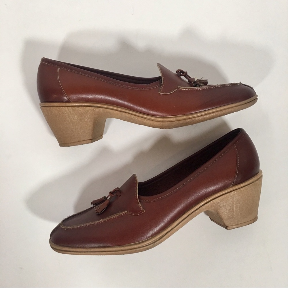 Vintage Brown Loafer Heels